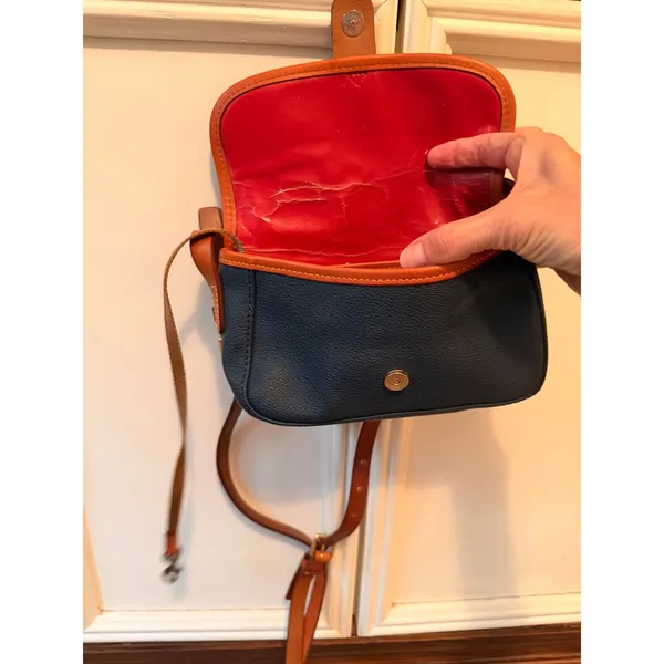Dooney & Bourke Crossbody Bag Women Small Navy All Weather Leather Vintage Purse - Image 5
