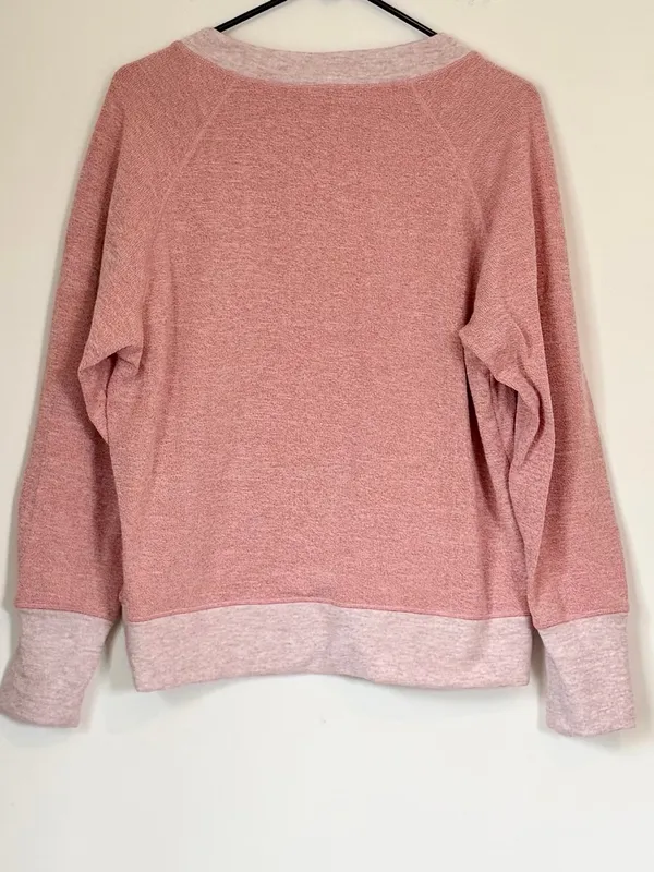 Yelete Pink V-Neck Contrast Trim Sweater - Size: Medium - Image 3