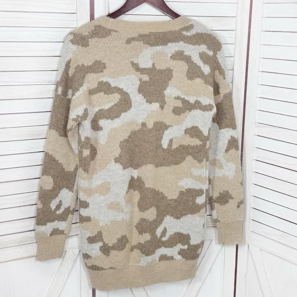 Lucky Brand Dessert Camo V Neck Long Cardigan Sweater Tan Cream‎ Small - Image 8