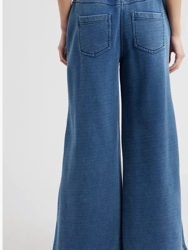 COS Denim-Wash Jersey wide leg pants blue sz S streetwear minimalist - Image 2