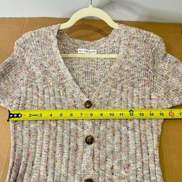 All The Ways Knit Speckled A-line Long Sleeve Mini Dress Medium Dusty Pink Beige - Image 8