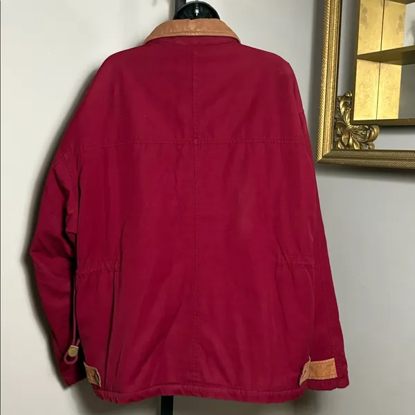Free Country Large Burgundy Barn Chore Coat Jacket Flannel Lining - Image 2