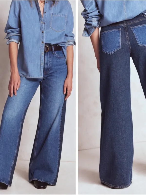 Boden Hotch Potch High Rise Wide Leg Jeans Two Tone Retro Denim Size 26R - Image 2