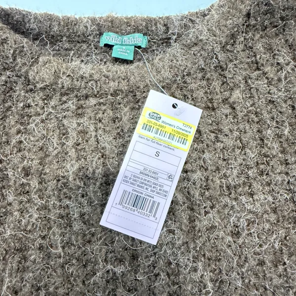 Wild Fable Womens Brown Crewneck Fuzzy Ribbed Knit Sweater Size S - Image 4