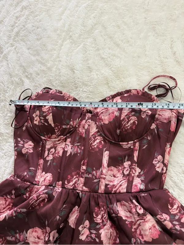 Altar’d State Stellini Wine Floral Corset Maxi Dress Small - Image 10