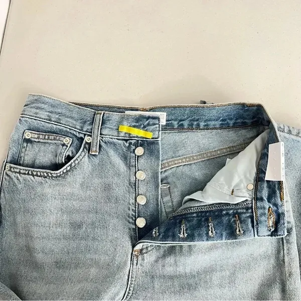 Topshop Asos Kort Petite Size 6/28 High Waist Wide Leg Light Blue Denim Jeans - Image 6