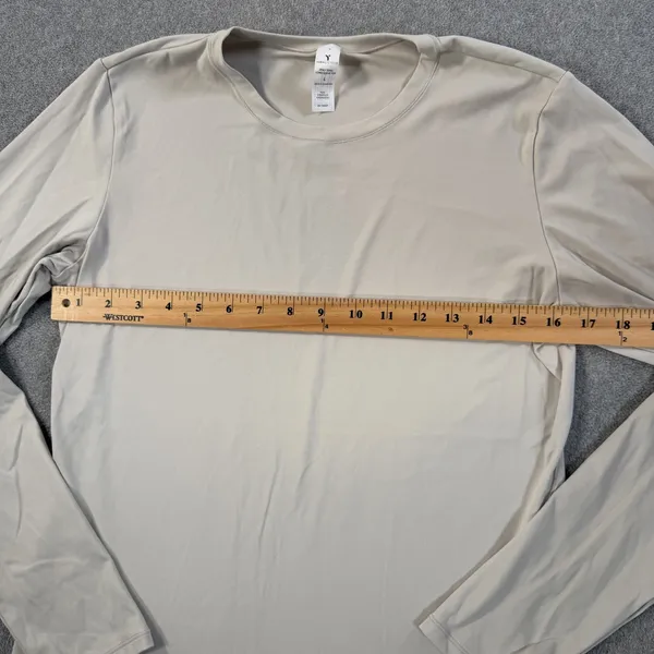 Yogalicious Women's Large Zenly Zena Long Sleeve Activewear Top Tan Crew Neck - Image 7