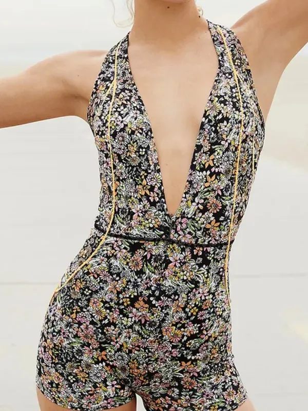 Free People Movement Eden Performance Onesie Ditsy Floral Print Romper - Image 8