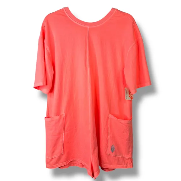 NEW Free People Movement Neon Coral Oversized Shapeless Hot Shot Tee Romper XS - Image 6