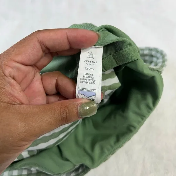 OFFLINE By Aerie Womens Gingham Stretch Medium Support Sport Bra Green XXS - Image 5
