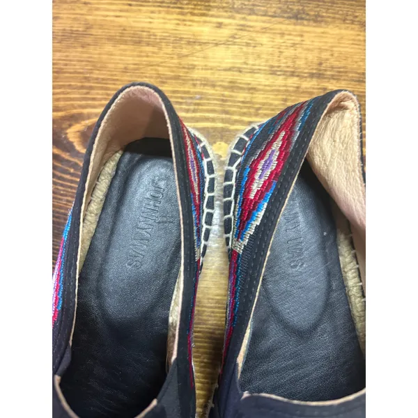 Johnny Was‎ Black Floral Embroidered Espadrilles Size 38 (Size 7.5) - Image 9
