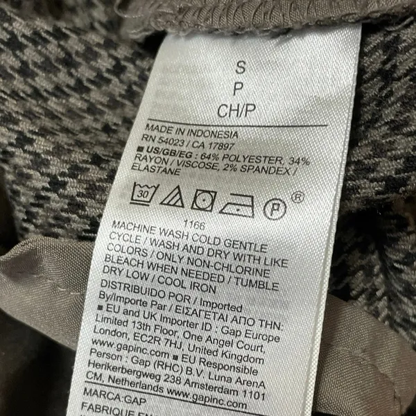 Gap Women's Gray Houndstooth High Rise Wide Leg Baggy Trousers Pants Size S - Image 5