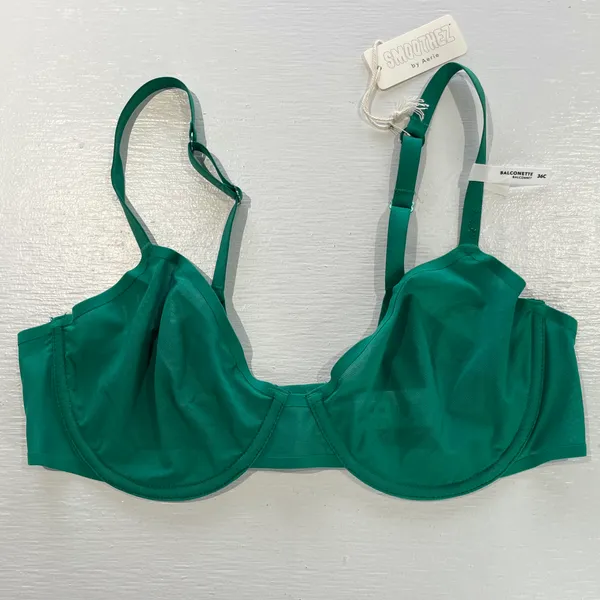 Aerie New SMOOTHEZ Mesh Unlined Underwire Balconette Bra Green Envy Size 36C - Image 4
