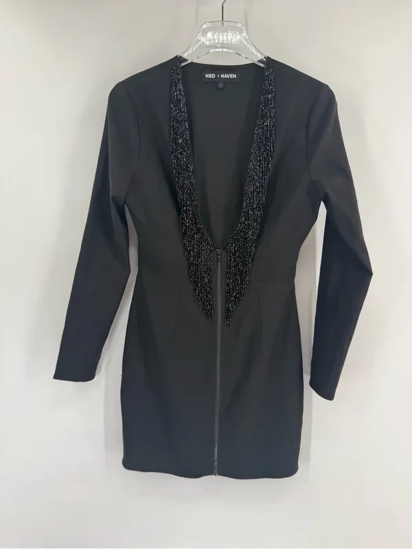Revolve NBD x HAVEN mini dress black beaded fringe/tassle - Millie Size small‎ - Image 5