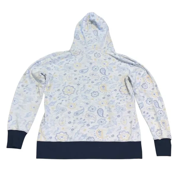 Hooey Paisley Hoodie Pullover Medium White Blue Floral Western Boho Cottagecore - Image 3