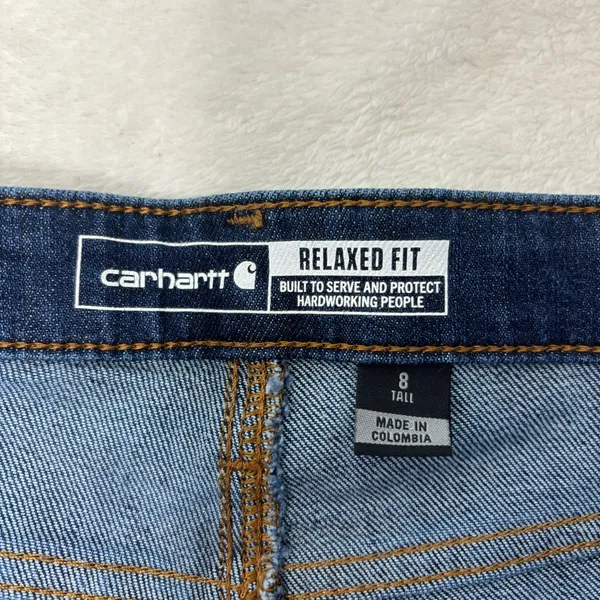 Carhartt Rugged Flex Relaxed Mid‎ Rise Fit Dark Blue Straight Leg Jeans Size 8T - Image 7