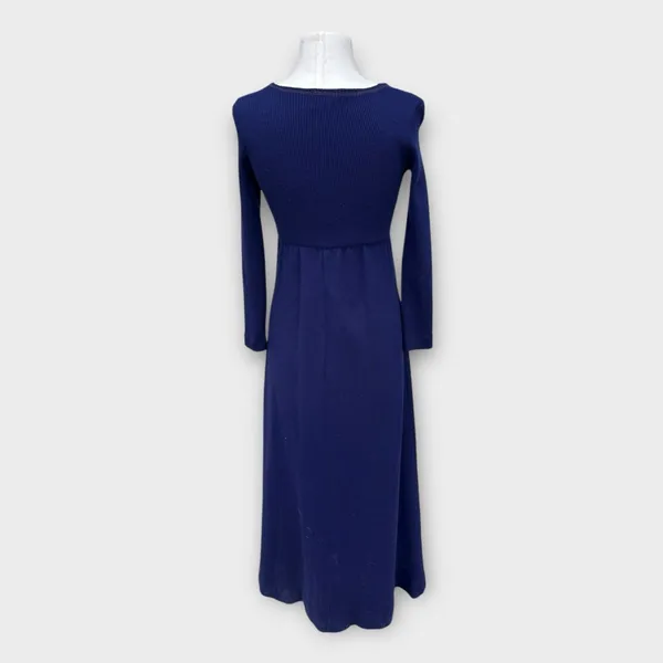 VTG 70s Hubba Hubba Maxi Sweater Dress Women’s Medium Blue Cottage Hippie Boho - Image 4