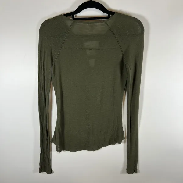 Intimately Free People Olive‎ Green Strappy V-Neck Long Sleeve Top Medium Boho - Image 7