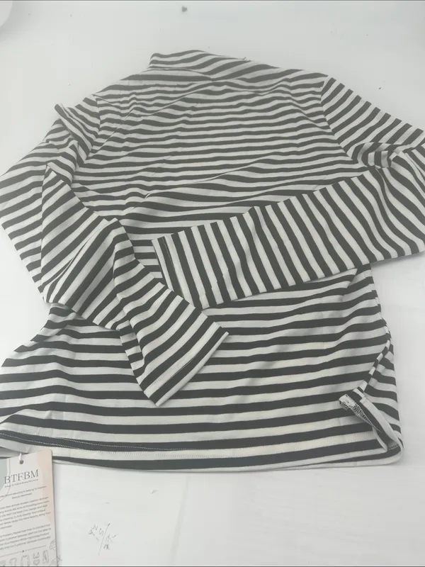 Women’s Striped Long-Sleeve Tee - Black & White - Image 14