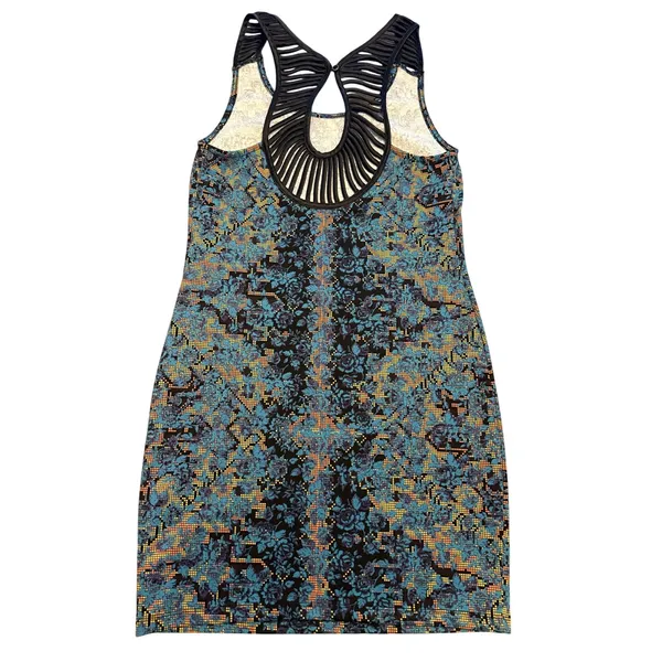 Free People Tapestry Digital Damsel Bodycon Mini Dress Women’s Size S Neon Glow - Image 5