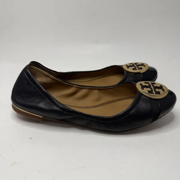 Tory Burch Minnie Cap Toe Ballet Flats All Black Size 6.5 Casual Logo Medallion - Image 5