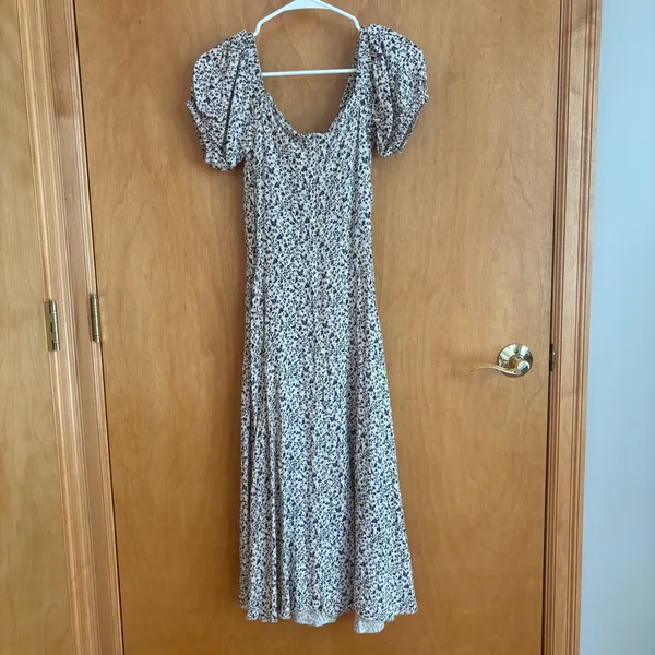 GNV 33 Floral Puff Sleeve Midi Dress Ukraine‎ cotton slit - Image 6
