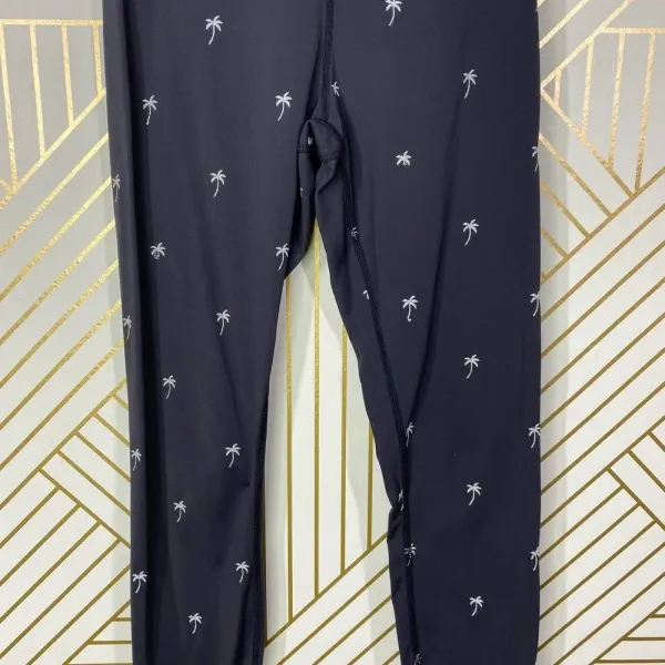 Alala Base Tight Leggings Palm Tree‎ Print Embroidered Stretch Black Size XS - Image 4