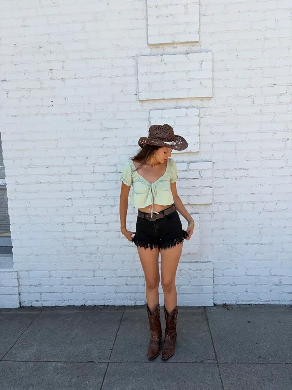 ZARA sage green tie front crop top sz XS #western #cowgirl #boho #summer - Image 3