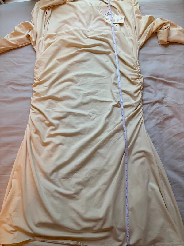 Abercrombie & Fitch NWT Ivory Ruched Long Sleeve Mini Modal Dress XL - Image 9