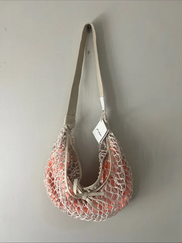 Free People Leather Fishnet Sling Shoulder Bag - Image 2