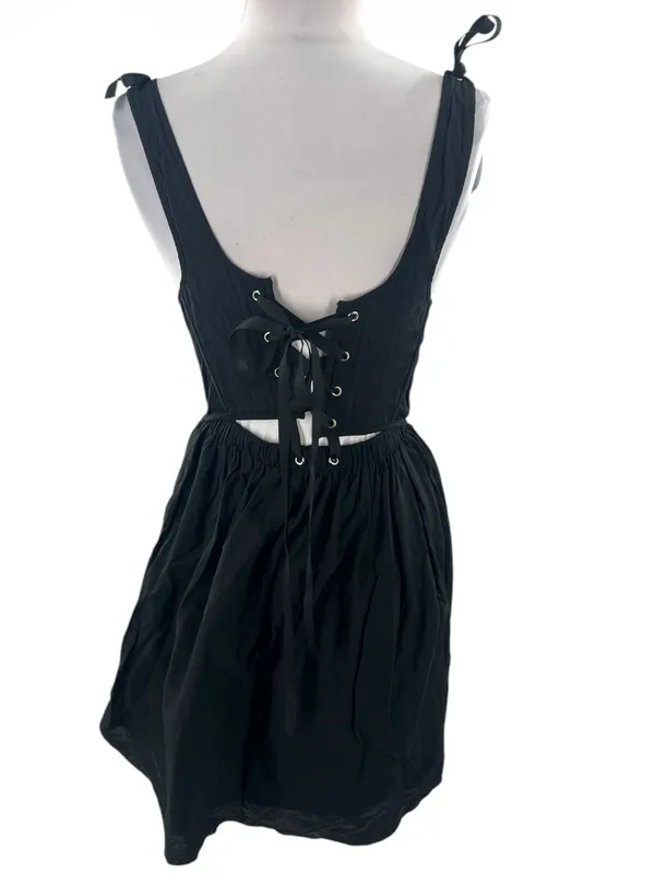 Kitteny Gency Black Corset Mini Dress Size‎ XS Cotton Voile - Image 4