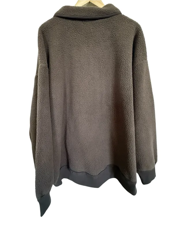 Pilcro Anthropologie Half Zip Sherpa Fleece Pullover Chocolate Brown XL NWT - Image 6