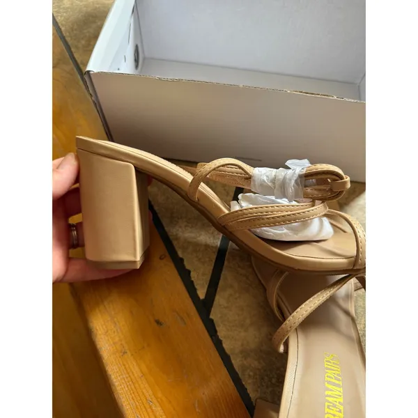 Dream Pairs Block Heel Sandals Womens 8.5 Nude New Strappy Square Toe wedding - Image 3