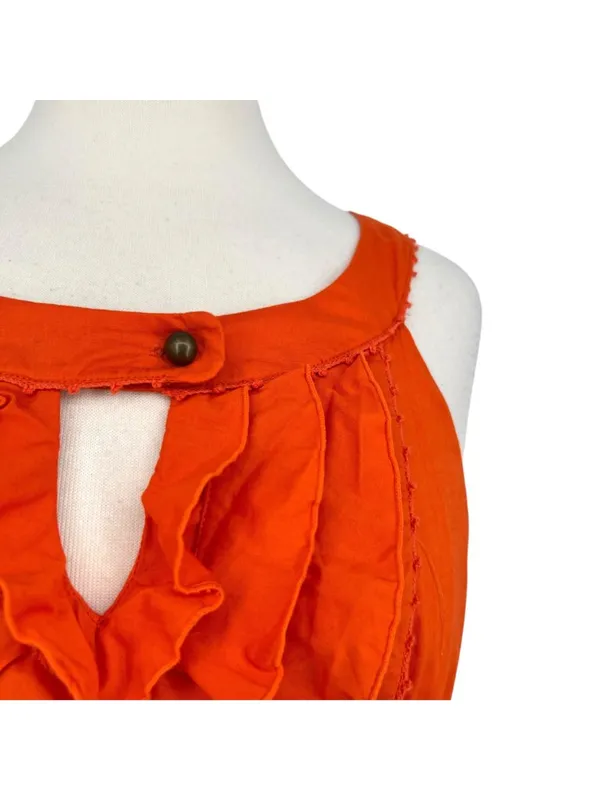 Maeve Anthropologie Y2K Terrasina Tiered Ruffle Mini Dress Orange Size XS - Image 3