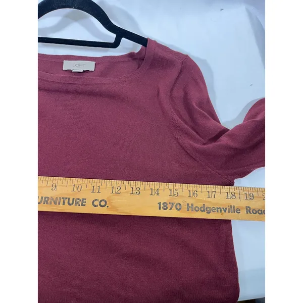 LOFT Knit Bell Sleeve Tie Detail Sweater Top‎ Women's M Maroon Office Wear Girly - Image 6