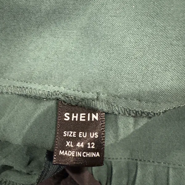 SHEIN Womens Pleated Skirt Green Large No Stretch Zipper Closure XL see Measure - Image 9