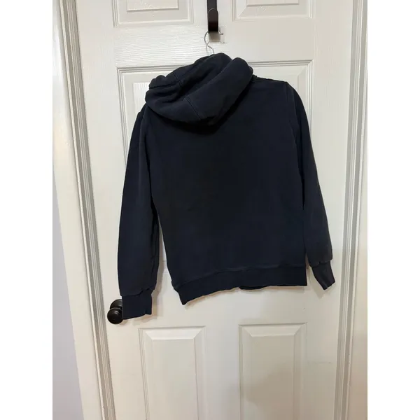 Superdry Womens Real Superdry Trade Mark JPN Logo Hoodie Navy Blue Rhinestone M - Image 5