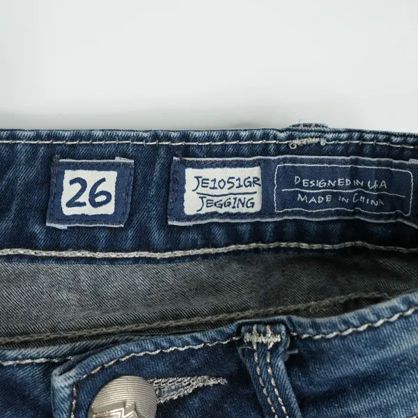 Miss Me Jegging Jeans Womens 26x30 JE1051GR Skinny Bling‎ Rhinestone Embroidered - Image 5