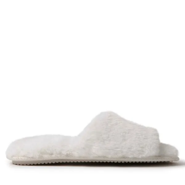 Dearfoams Women's Lane Bridal I Do Fuzzy Slide Slipper - Alabaster Size M 7/8 - Image 3