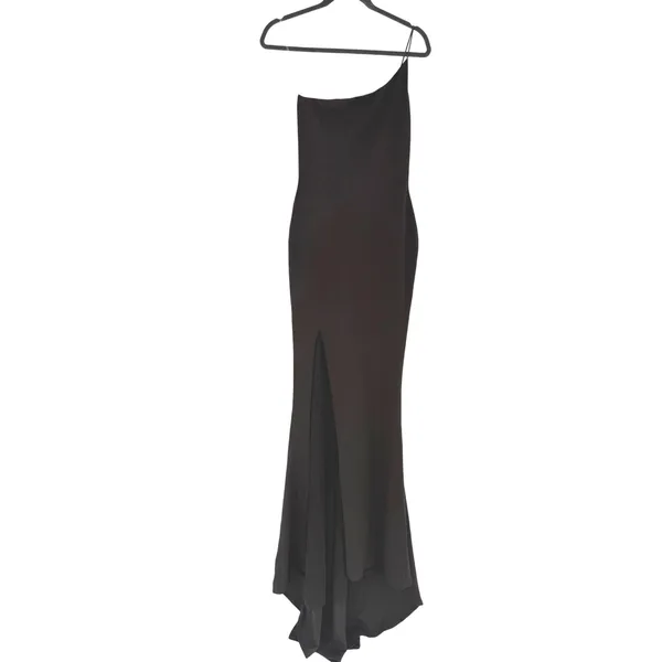 Nookie One Shoulder Gown Maxi Dress M Black High Slit Formal Prom Homecoming - Image 5