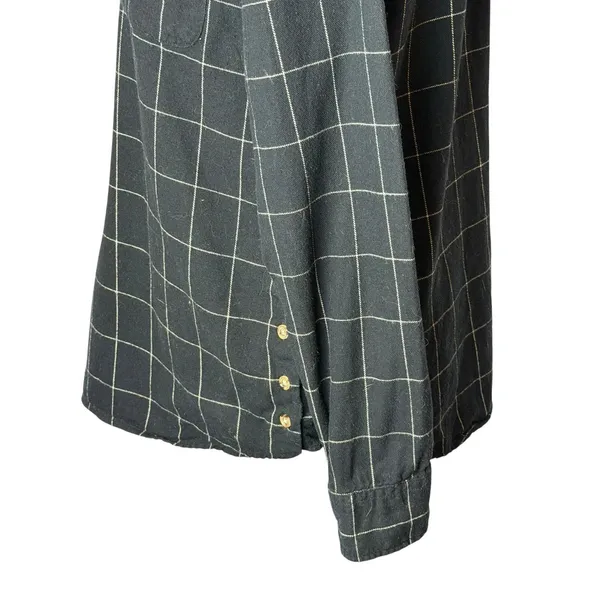 Marine Layer‎ Popover Blouse Womens Medium Black White Windowpane Organic Cotton - Image 6