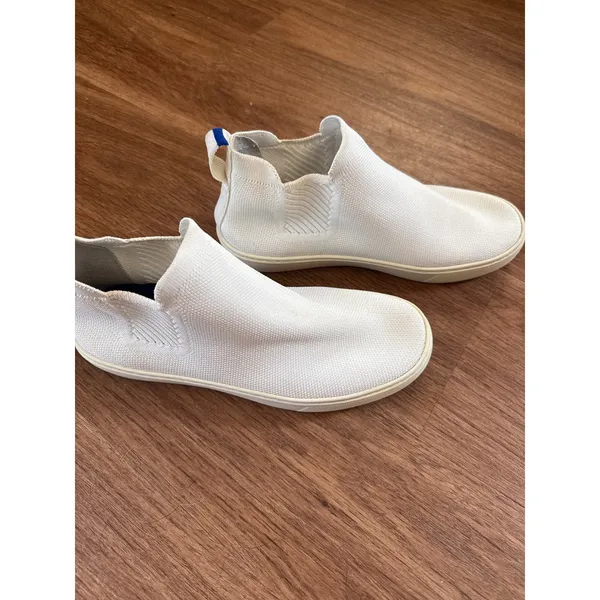 Rothys Womens Chelsea Boot Bright‎ White Knit Sustainable Ankle Boots Size 7.5 - Image 3