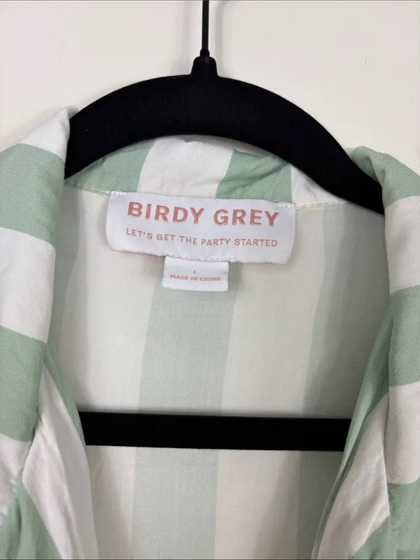 Birdy Grey Eddie Striped Pajama Set Women’s Large Sage Green Shorts Top - Image 4