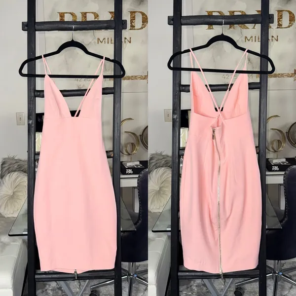 House Of CB Loren Blush Pink Bralette Midi Bodycon Dress Womens Small EUC - Image 2