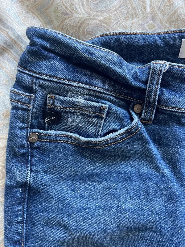 KanCan Dark Blue Distressed Skinny Jeans - Image 4