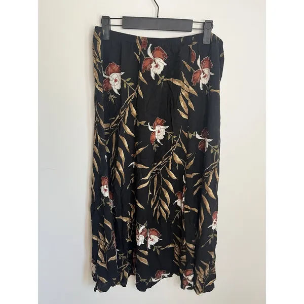 Vtg California Krush LG Long Floral Flowy Skirt Stretchy Waist Hawaii Vacation - Image 3