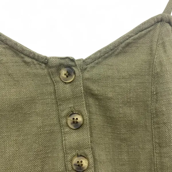 Aerie Olive Cotton Smocked Romper XS Pockets Cami - Image 6