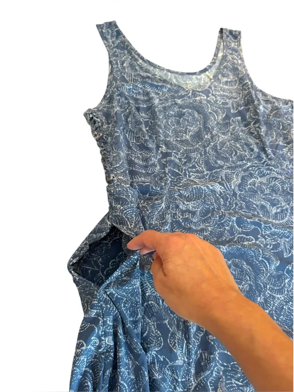 Toad And Co Sunkissed Cutout Dress Blueberry Batik Floral Print Womens Large - Image 7