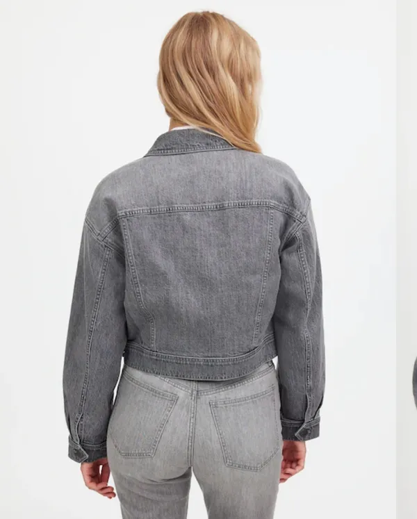 Madewell Denim Clean Crop Oversized Jeans Jacket Gray - NWT - Image 2