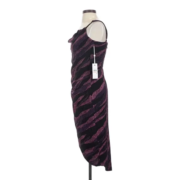 Siena Purple Wavy Print Tulip Hem Bodycon Dress Size 2 Y2K Party Glam Whimsigoth - Image 8